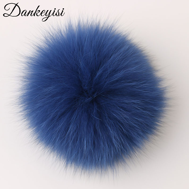 Dankeyiss-DIY 진품 여우털 폼폼 모피 공, 14-15cm, 모자, 자연 너구리 모피, 스카프 장갑용 폼폼 모자